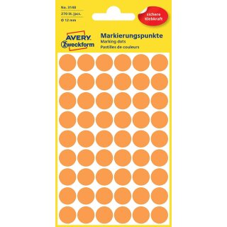 AVERY Zweckform Markierungspunkte Durchmesser 12 mm leuchtorange 270 Stück