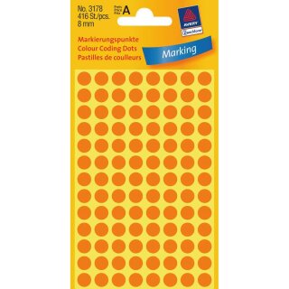 AVERY Zweckform Markierungspunkte Durchmesser 8 mm orange 416 Stück