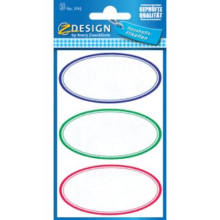 AVERY Zweckform Z Design Haushaltsetiketten "oval" bunt 3 Blatt à 3 Etiketten