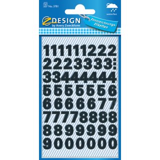 AVERY Zweckform ZDesign Zahlen Sticker 0-9 Folie schwarz 2 Blatt à 122 Sticker
