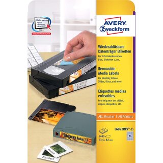 AVERY Zweckform Stick+Lift Etiketten 63,5 x 8,5 mm weiß 2.400 Etiketten