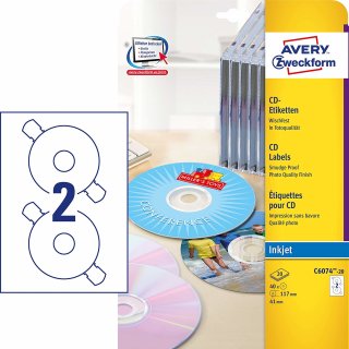 AVERY Zweckform CD Etiketten ClassicSize weiß glänzend 40 Etiketten