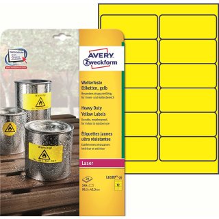 AVERY Zweckform Folien Etiketten 99,1 x 42,3 mm gelb 240 Etiketten