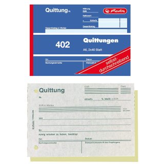 Herlitz Formularbuch "Quittung 402" DIN A6 2 x 40 Blatt (4 Bücher)