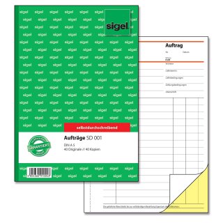sigel Formularbuch "Auftrag" DIN A5 selbstdurchschreibend 2 x 40 Blatt