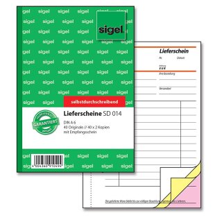 sigel Formularbuch "Lieferschein mit Empfangsschein" A6 3 x 40 Blatt