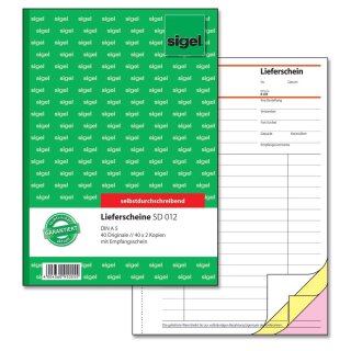 sigel Formularbuch "Lieferschein mit Empfangsschein" A5 3 x 40 Blatt