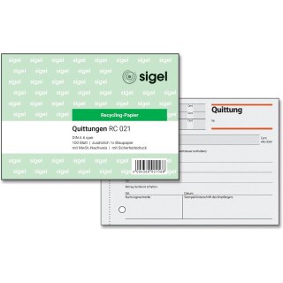 sigel Formularbuch "Quittung" mit MwSt. Nachweis A6 quer 100 Blatt