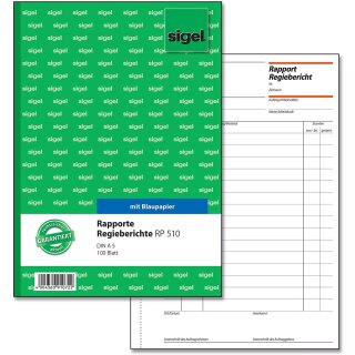 sigel Formularbuch "Rapport/Regiebericht" A5 100 Blatt
