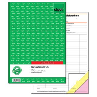 sigel Formularbuch "Lieferschein mit Empfangsschein" A4 3 x 40 Blatt