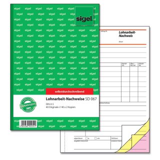 sigel Formularbuch "Lohnarbeits Nachweis" A5 selbstdurchschreibend 3 x 40 Blatt
