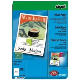 sigel Inkjet Papier DIN A4 160 g/qm hochweiß matt 100 Blatt