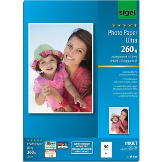 sigel Ultra Foto Papier DIN A4 hochglänzend 260 g/qm hochweiß 50 Blatt