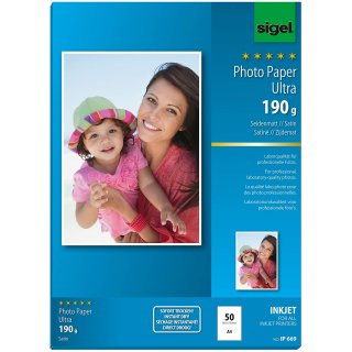 sigel Ultra Foto Papier DIN A4 seidenmatt 190 g/qm superweiß 50 Blatt