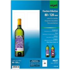 sigel Inkjet Flaschen Etiketten 80 x 120 mm 85 g/qm 20...