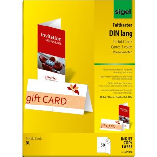 sigel PC Faltkarten DIN Lang (A4) 185 g/qm hochweiß 50 Karten