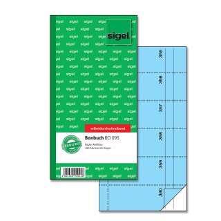 sigel Formularbuch "Bonbuch" 105 x 200 mm selbstdurchschreibend blau 2 x 60 Blatt