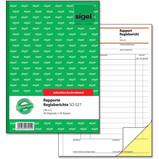 sigel Formularbuch "Rapport/Regiebericht" A5 SD 2 x 40 Blatt