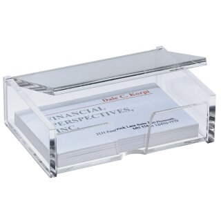 sigel Visitenkarten Box Acryl glasklar bis 90 x 58 mm mit Deckel und Griffmulde