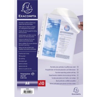 EXACOMPTA Prospekthülle mit Verschlusslasche DIN A4 PP 10 Hüllen