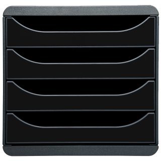 EXACOMPTA Schubladenbox BIG BOX 4 Schübe schwarz glossy