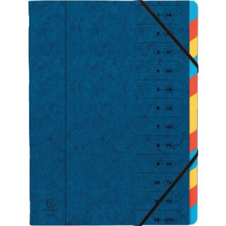 EXACOMPTA Ordnungsmappe DIN A4 Karton 12 Fächer blau