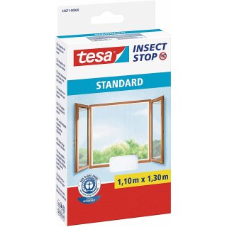tesa Fliegengitter STANDARD für Fenster 1,10 m x 1,30 m weiß