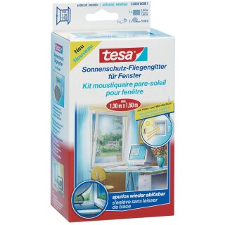 tesa Fliegengitter mit Sonnenschutz für Fenster 1,30 m x 1,50 m anthrazit