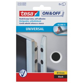 tesa On & Off Klettpunkte Durchmesser: 16 mm schwarz 8 Sets