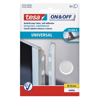 tesa On & Off Klettpunkte Durchmesser: 16 mm weiß 8 Sets