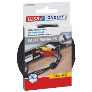 tesa On & Off Klett Kabelbinder Cable Manager Universal 10 mm x 5,0 m schwarz