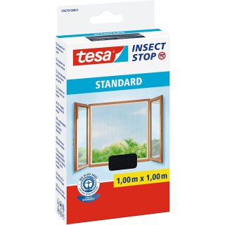 tesa Fliegengitter STANDARD für Fenster 1,00 m x 1,00 m anthrazit