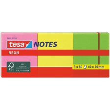 tesa Neon Notes Haftnotizen 40 x 50 mm 3-farbig 3...