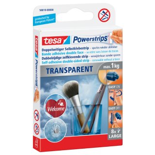 tesa Powerstrips TRANSPARENT Haltekraft: max. 1,0 kg 8 Stück
