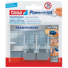 tesa Powerstrips Haken LARGE Transparent transparent / weiß