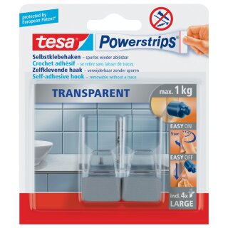 tesa Powerstrips Haken LARGE Transparent transparent /chrom 2 Haken