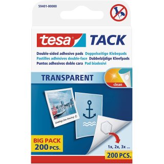 tesa TACK Klebepads Big Pack transparent beidseitig klebend 200 Stück