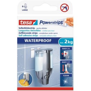 tesa Powerstrips Klebepads LARGE WATERPROOF weiß 6 Stück