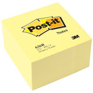 Post-it Haftnotiz Würfel 76 x 76 mm gelb 450 Blatt