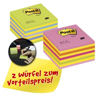 Post-it Haftnotiz Würfel 76 x 76 mm Vorteilspack 2 Blöcke á 450 Blatt