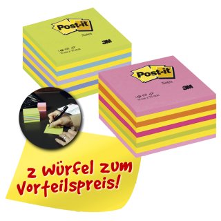 Post-it Haftnotiz Würfel 76 x 76 mm Vorteilspack sortiert
