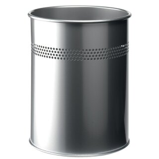 DURABLE Papierkorb METALL rund 15 Liter metallic silber