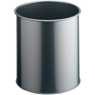DURABLE Papierkorb METALL rund 15 Liter metallic silber
