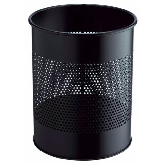 DURABLE Papierkorb METALL rund 15 Liter schwarz
