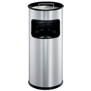 DURABLE Papierkorb METALL mit Ascher rund metallic silber