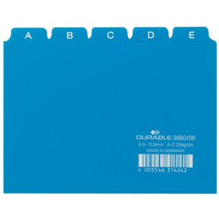 DURABLE Karteiregister A-Z PP A6 quer blau 25-teilig