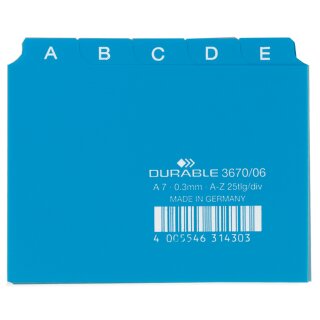DURABLE Karteiregister A-Z PP A7 quer blau 25-teilig