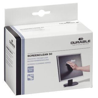 DURABLE Bildschirm Reinigungstücher SCREENCLEAN 50 (50 Tücher)