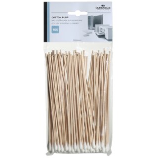 DURABLE Reinigungsstäbchen COTTON BUDS Wattestäbchen extra lang 100 Stäbchen