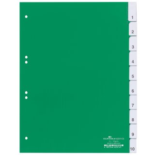DURABLE Kunststoff Register PP Stärke: 0,12 mm 10-teilig DIN A4 grün